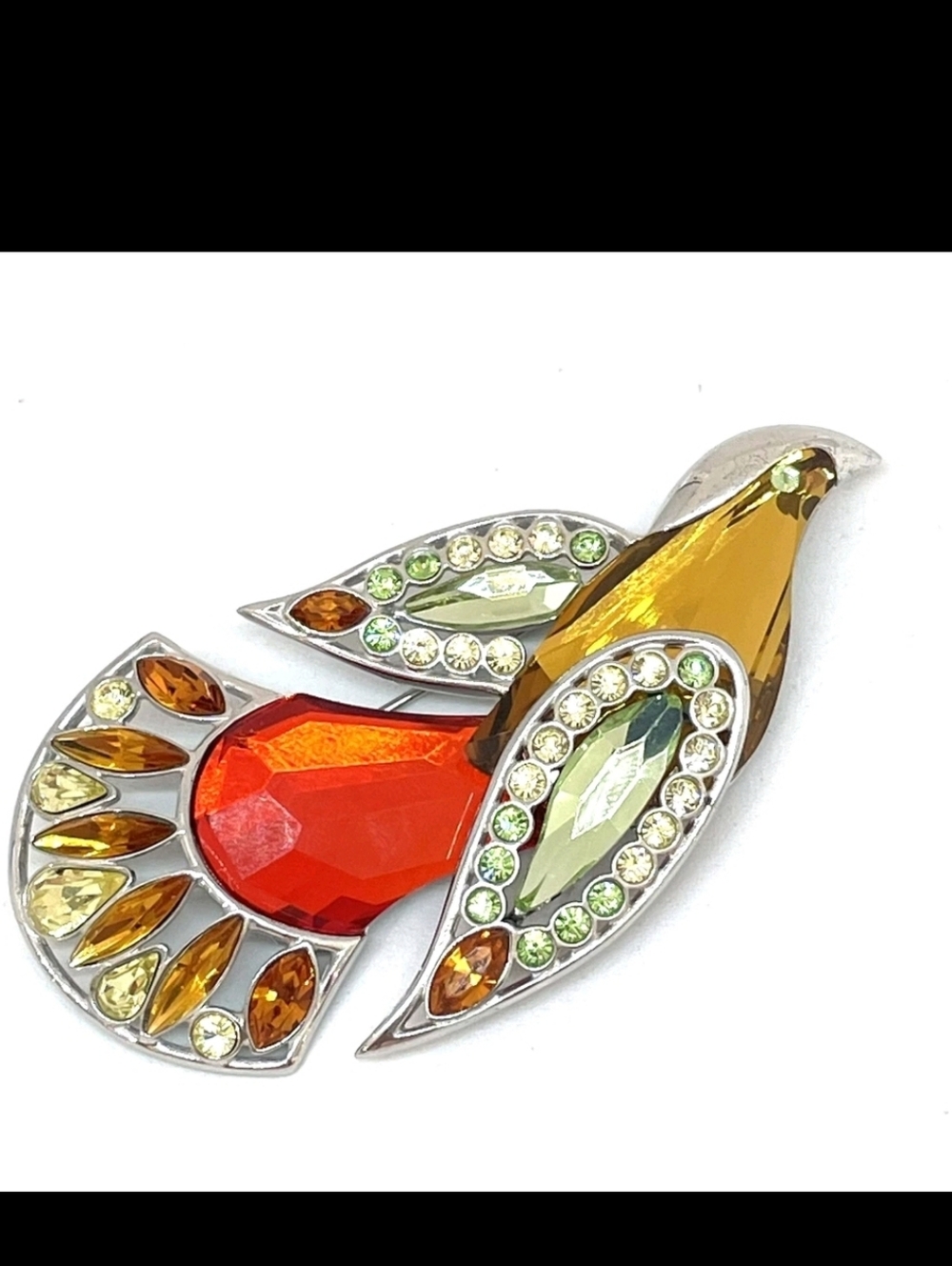 Vintage Swarovski Sterling Crystal Bamoa Sun Bird Pin Brooch